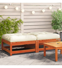Repose-pieds de jardin avec coussins 2 pcs bois massif pin