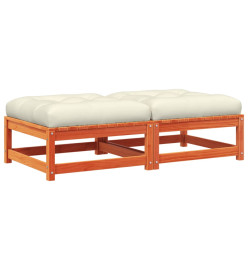 Repose-pieds de jardin avec coussins 2 pcs bois massif pin
