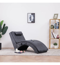 Chaise longue de massage avec oreiller Gris Similicuir daim