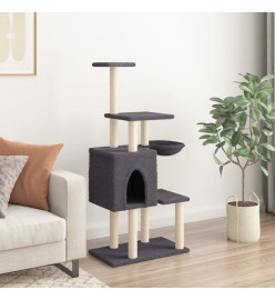 Arbre à chat avec griffoirs en sisal Gris foncé 131 cm