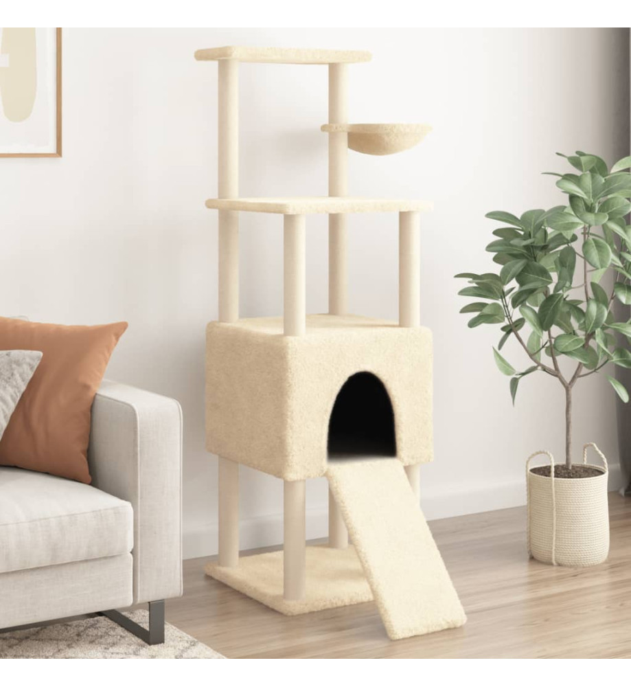 Arbre à chat avec griffoirs en sisal Crème 153 cm