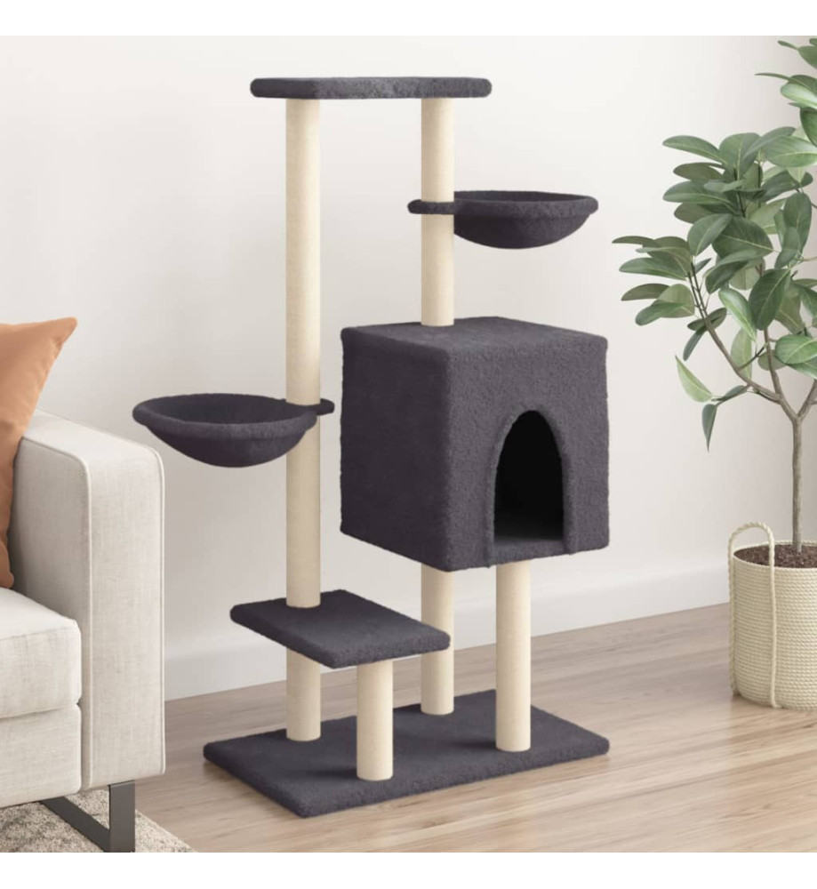 Arbre à chat avec griffoirs en sisal gris foncé 117 cm