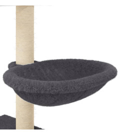 Arbre à chat avec griffoirs en sisal gris foncé 117 cm