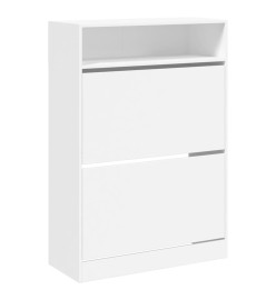 Armoire à chaussures 2 tiroirs rabattables blanc 80x34x116 cm