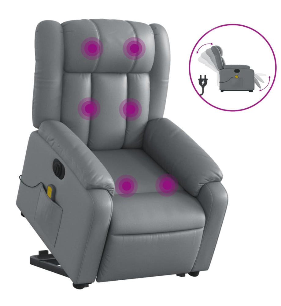 Fauteuil inclinable de massage électrique gris similicuir