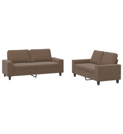 Ensemble de canapés 2 pcs marron tissu