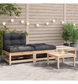 Canapé de jardin sans accoudoirs avec coussins et repose-pieds