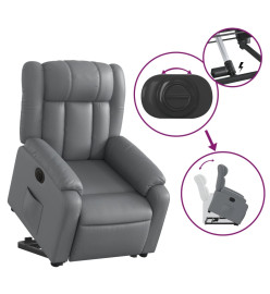 Fauteuil inclinable électrique gris similicuir