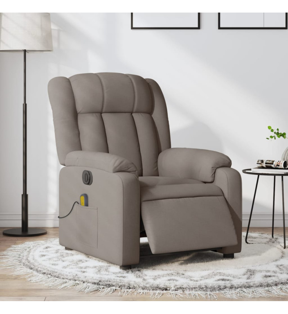 Fauteuil de massage inclinable électrique Taupe Tissu