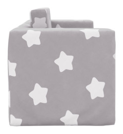Canapé-lit enfant 2 places gris clair étoiles peluche douce