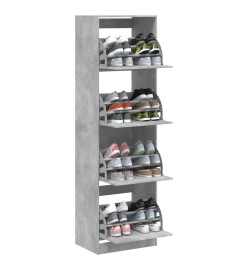 Armoire à chaussures 4 tiroirs rabattables gris 60x42x204 cm