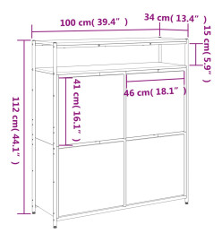 Armoire à chaussures 4 tiroirs rabattables noir 100x34x112 cm