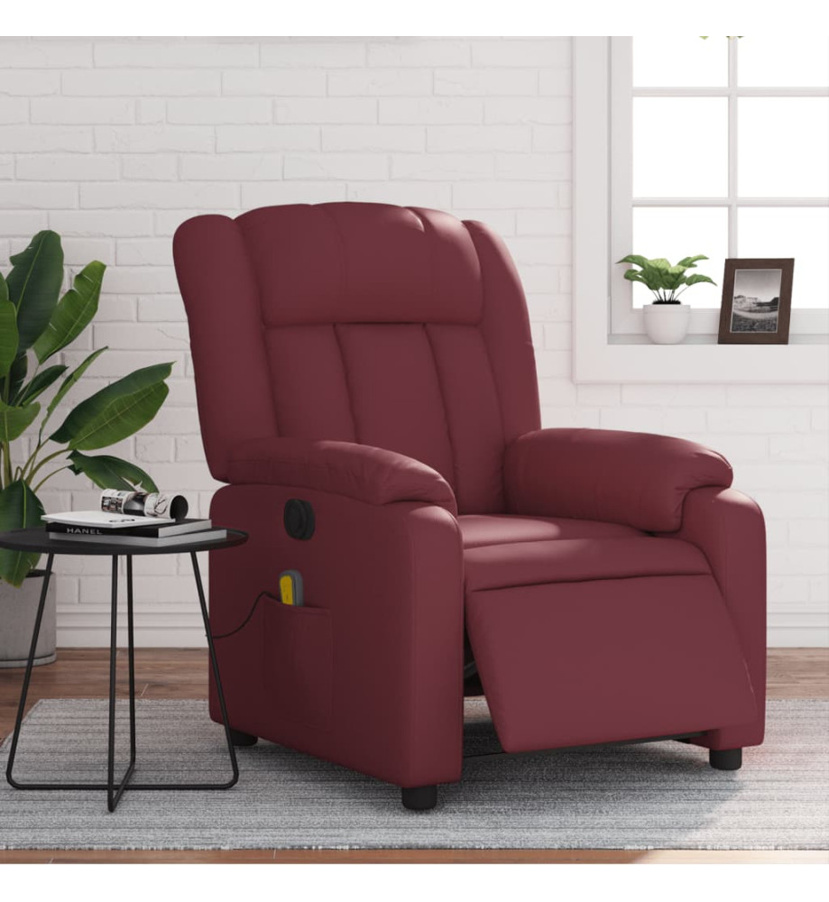 Fauteuil de massage inclinable électrique rouge bordeaux