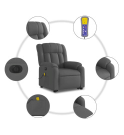 Fauteuil inclinable de massage électrique Gris foncé Tissu