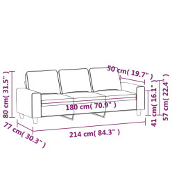 Canapé à 3 places Jaune clair 180 cm Tissu