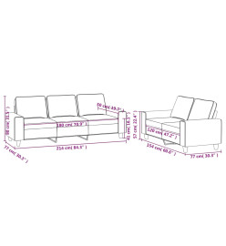 Ensemble de canapés 2 pcs jaune clair tissu