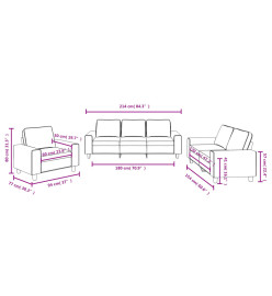 Ensemble de canapés 3 pcs jaune clair tissu