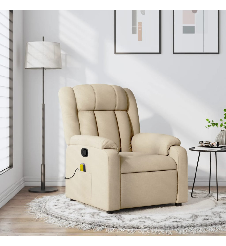 Fauteuil de massage inclinable Crème Tissu