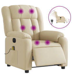 Fauteuil inclinable de massage électrique crème tissu