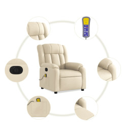 Fauteuil inclinable de massage électrique crème tissu