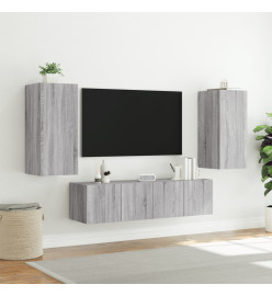 Unités murales TV avec LED 4 pcs gris sonoma bois d'ingénierie