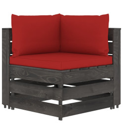 Salon de jardin 5 pcs avec coussins Bois imprégné de gris