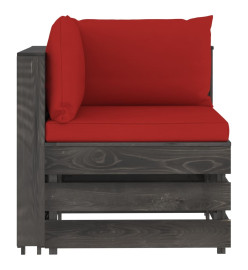 Salon de jardin 5 pcs avec coussins Bois imprégné de gris