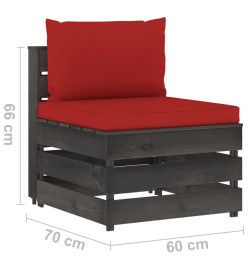 Salon de jardin 5 pcs avec coussins Bois imprégné de gris