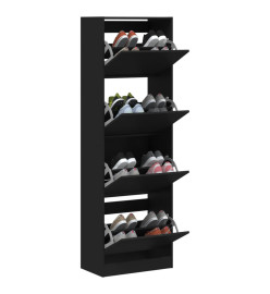 Armoire à chaussures 4 tiroirs rabattables noir 60x34x187,5 cm