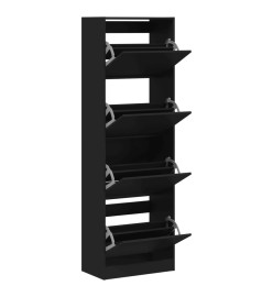 Armoire à chaussures 4 tiroirs rabattables noir 60x34x187,5 cm