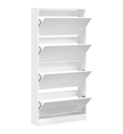 Armoire à chaussures 4 tiroirs rabattables blanc 80x21x163,5 cm