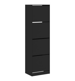 Armoire à chaussures 4 tiroirs rabattables noir 60x42x204 cm