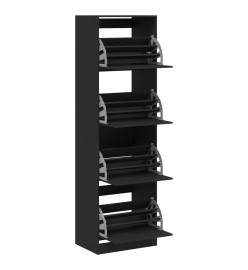 Armoire à chaussures 4 tiroirs rabattables noir 60x42x204 cm