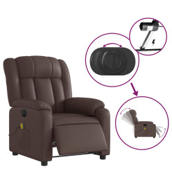 Fauteuil de massage inclinable électrique marron similicuir