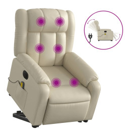 Fauteuil inclinable de massage électrique crème similicuir