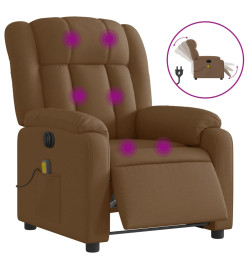 Fauteuil inclinable de massage électrique marron tissu