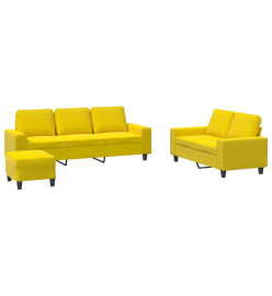 Ensemble de canapés 3 pcs jaune clair tissu