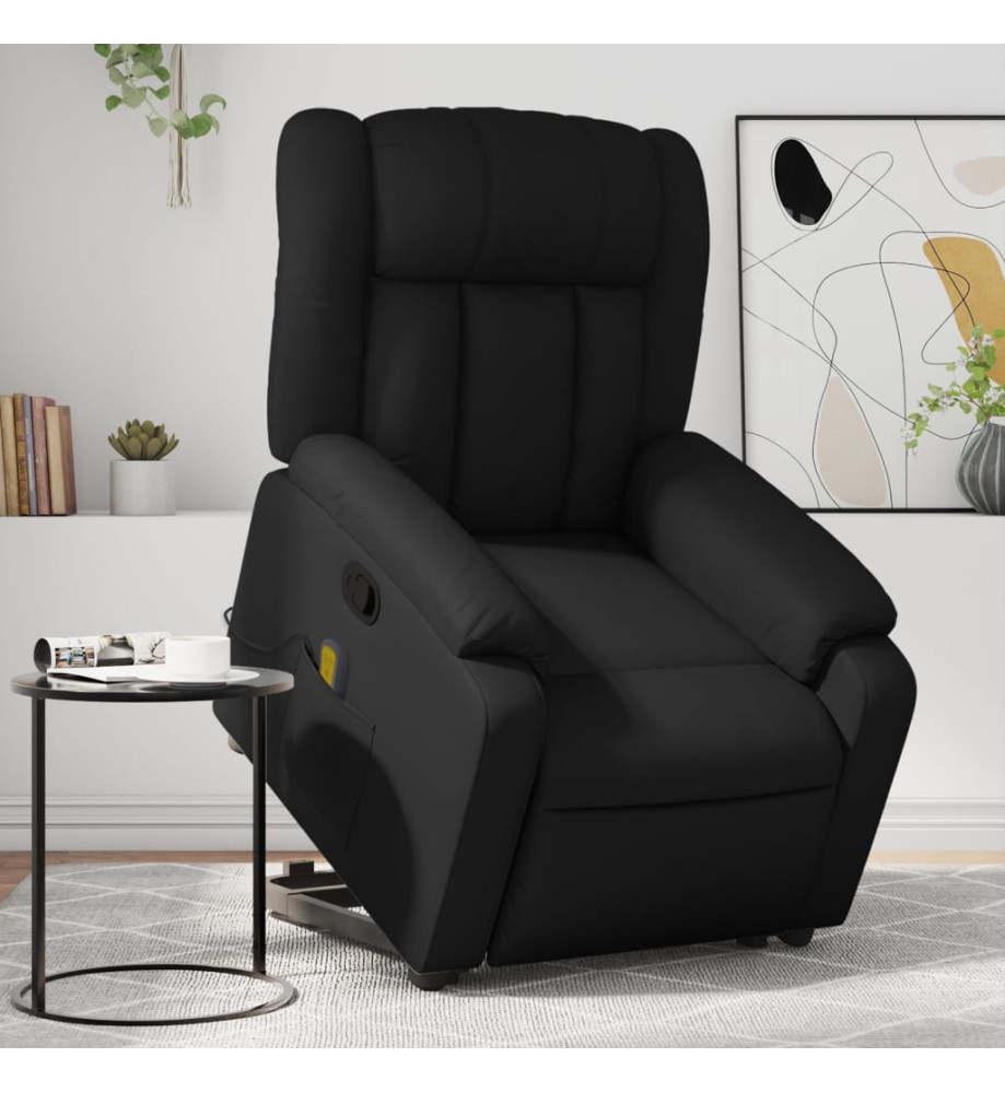 Fauteuil inclinable de massage Noir Similicuir