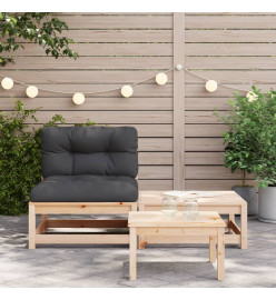 Canapé de jardin sans accoudoirs avec coussins et repose-pieds
