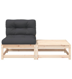 Canapé de jardin sans accoudoirs avec coussins et repose-pieds