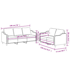 Ensemble de canapés 2 pcs avec coussins Gris foncé Tissu