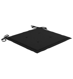 Chaises de jardin avec coussins noir 6 pcs Bois de teck massif