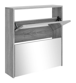 Armoire à chaussures miroir 2 niveaux Sonoma gris 63x17x67 cm