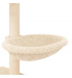 Arbre à chat avec griffoirs en sisal crème 117 cm