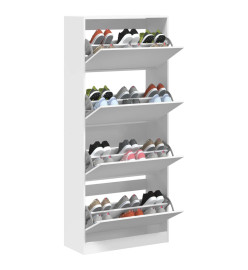 Armoire à chaussures 4 tiroirs rabattables blanc 80x34x187,5 cm