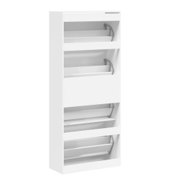 Armoire à chaussures 4 tiroirs rabattables blanc 80x34x187,5 cm