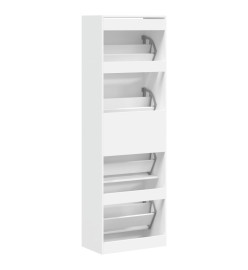 Armoire à chaussures 4 tiroirs rabattables blanc 60x34x187,5 cm