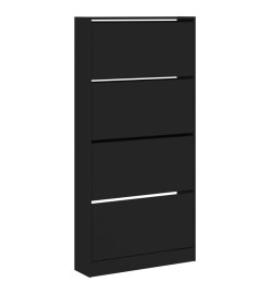 Armoire à chaussures 4 tiroirs rabattables noir 80x21x163,5 cm