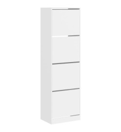 Armoire à chaussures 4 tiroirs rabattables blanc 60x42x204 cm