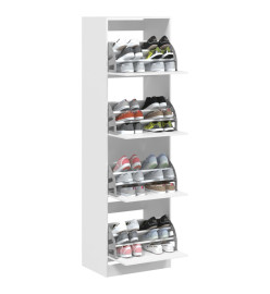 Armoire à chaussures 4 tiroirs rabattables blanc 60x42x204 cm